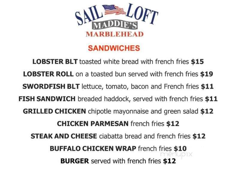 Maddie's Sail Loft - Marblehead, MA menu_pic