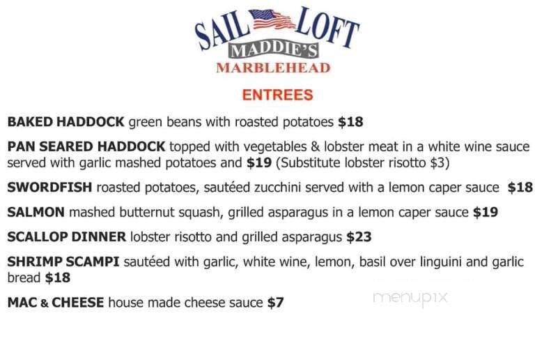 Maddie's Sail Loft - Marblehead, MA menu_pic