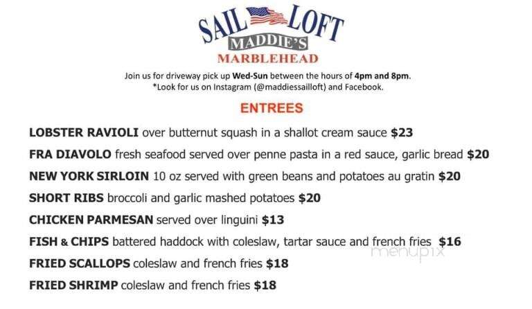 Maddie's Sail Loft - Marblehead, MA menu_pic