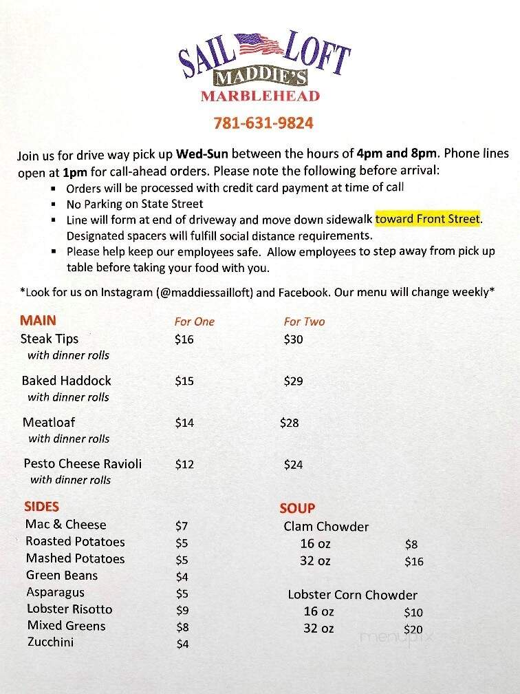 Maddie's Sail Loft - Marblehead, MA menu_pic