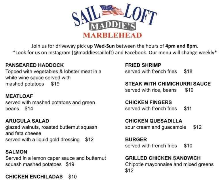 Maddie's Sail Loft - Marblehead, MA menu_pic