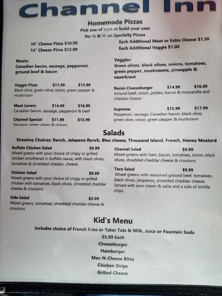 Channel Inn - Warsaw, MN menu_pic