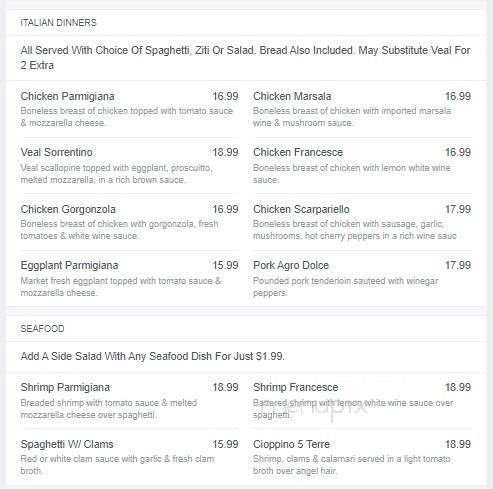 Amore Pizza & Pasta - Corinth, NY menu_pic