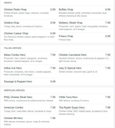 Amore Pizza & Pasta - Corinth, NY menu_pic