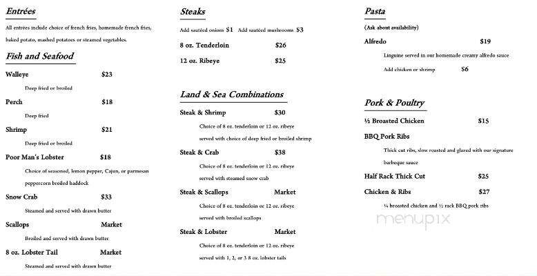 Water's Edge Lodge - Crandon, WI menu_pic