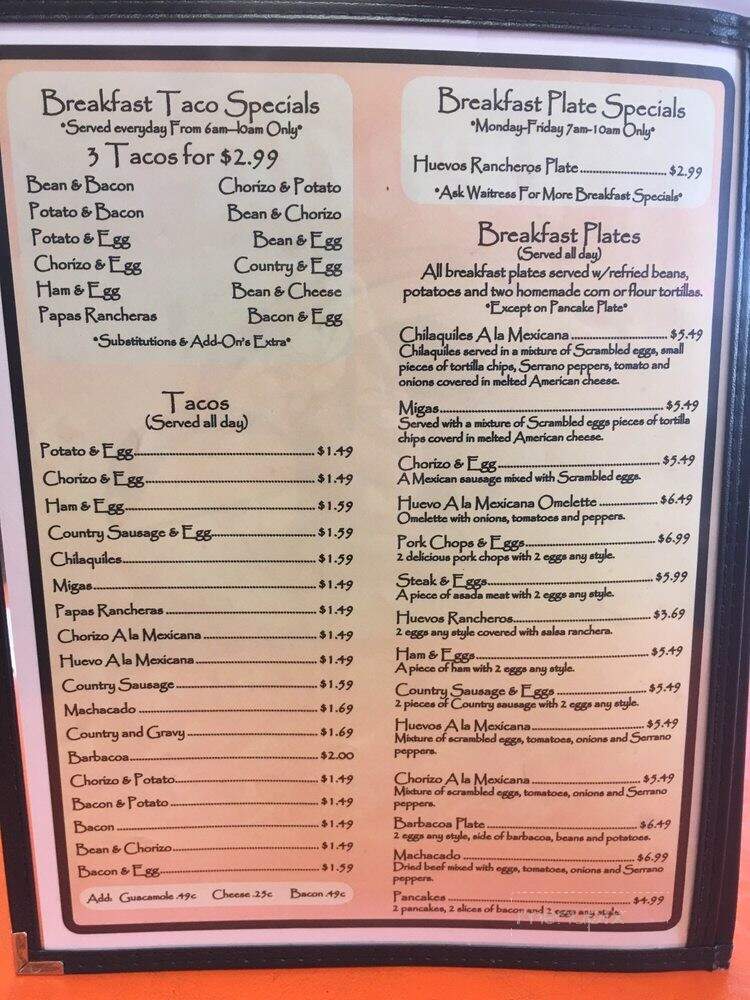 Brenda's Mexican Restaurant - San Antonio, TX menu_pic