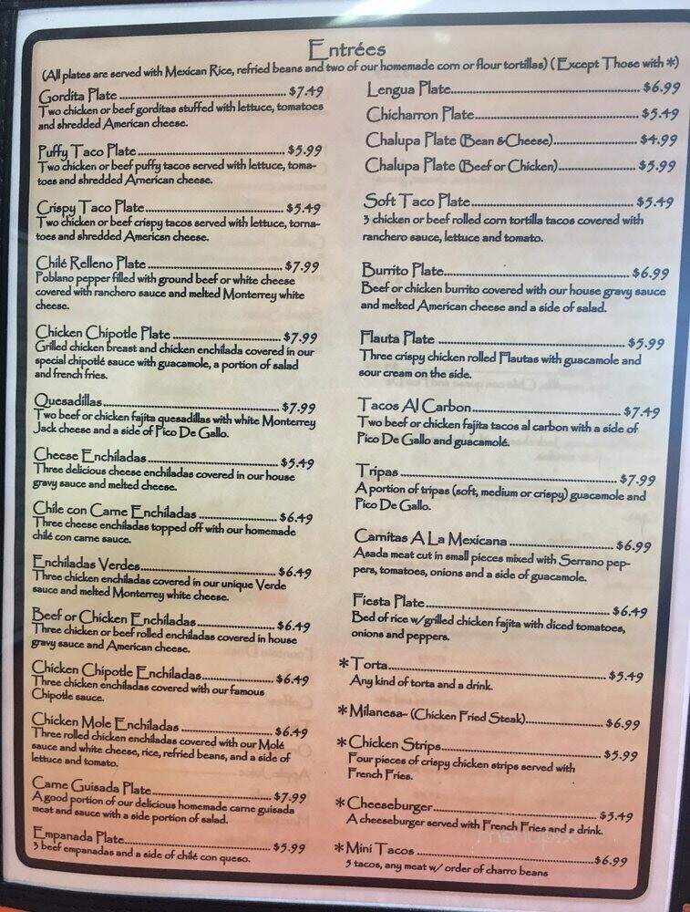 Brenda's Mexican Restaurant - San Antonio, TX menu_pic