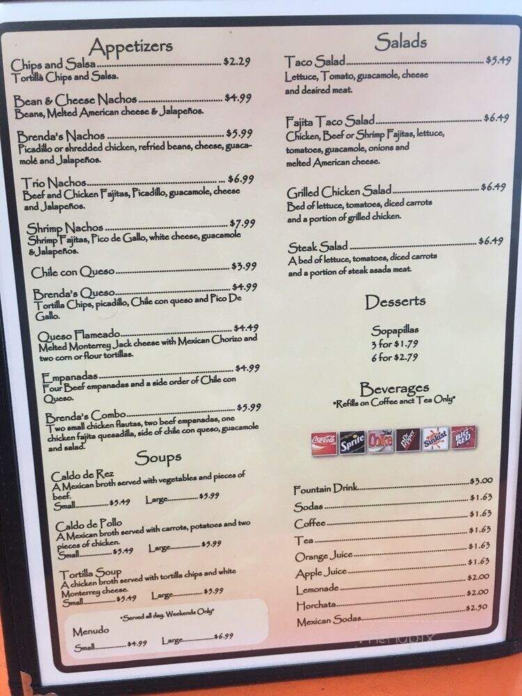 Brenda's Mexican Restaurant - San Antonio, TX menu_pic