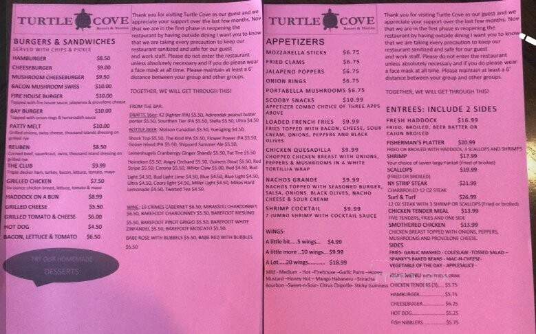 Turtle Cove Resort & Marina - Sterling, NY menu_pic