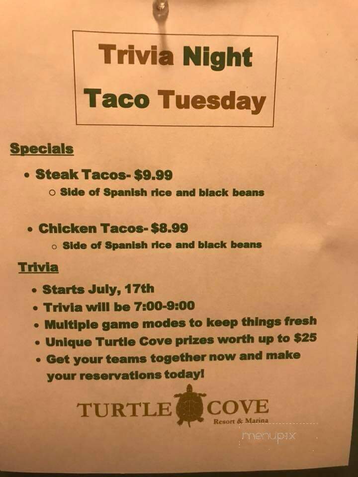 Turtle Cove Resort & Marina - Sterling, NY menu_pic