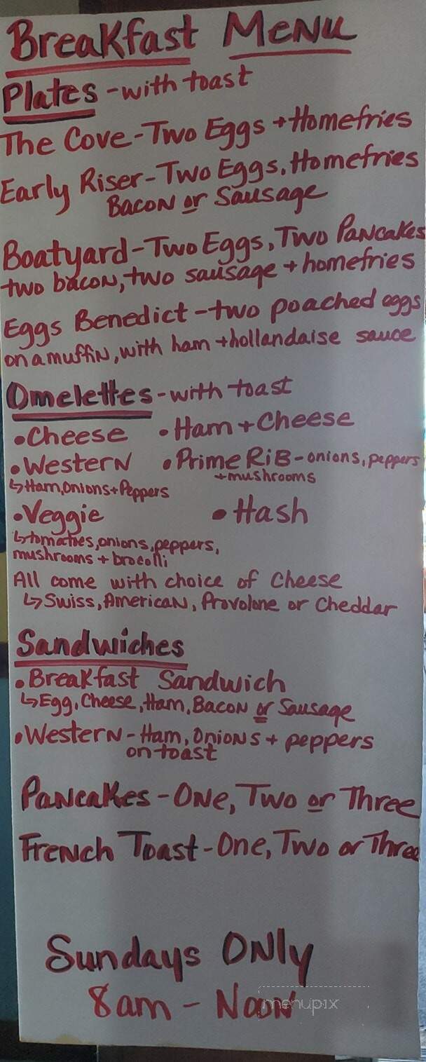 Turtle Cove Resort & Marina - Sterling, NY menu_pic