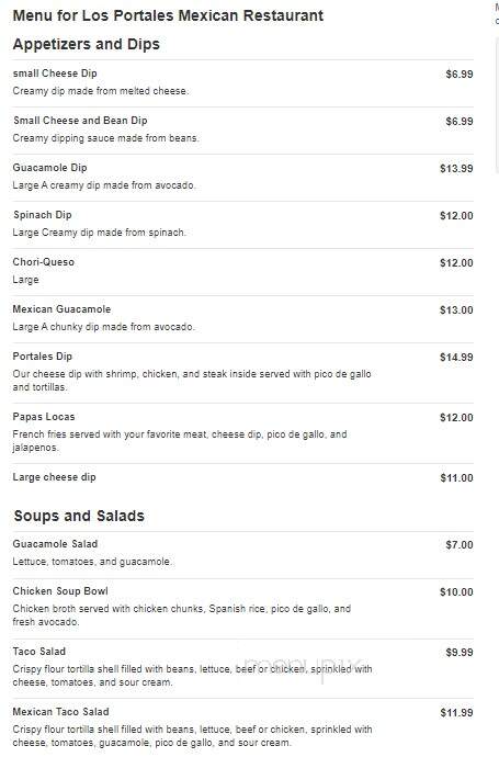 Los Portales Mexican Restaurant - Dallas, GA menu_pic