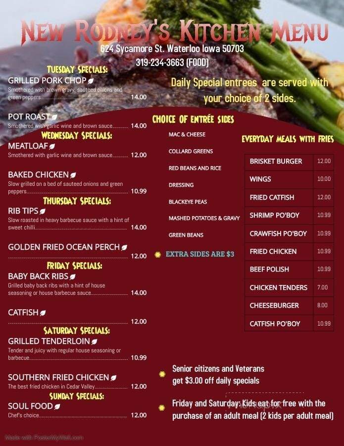 Rodney's Kitchen - Waterloo, IA menu_pic