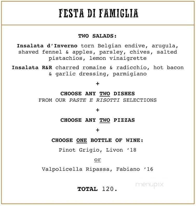 La Frasca Cibi & Vini - Halifax, NS menu_pic