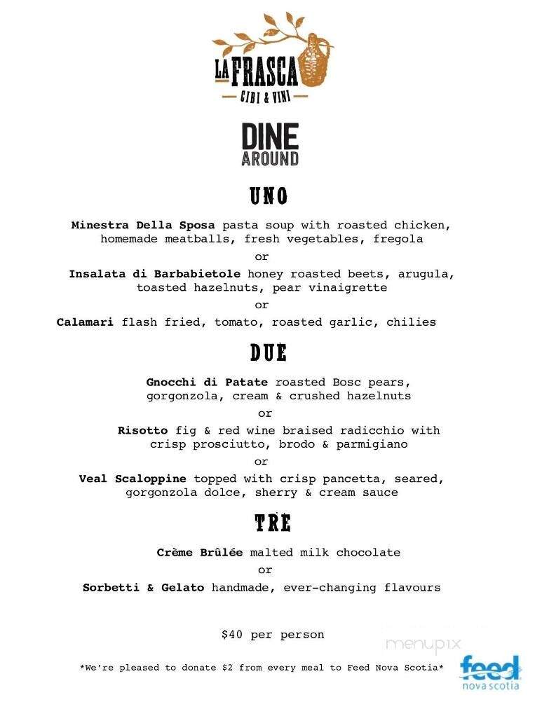 La Frasca Cibi & Vini - Halifax, NS menu_pic