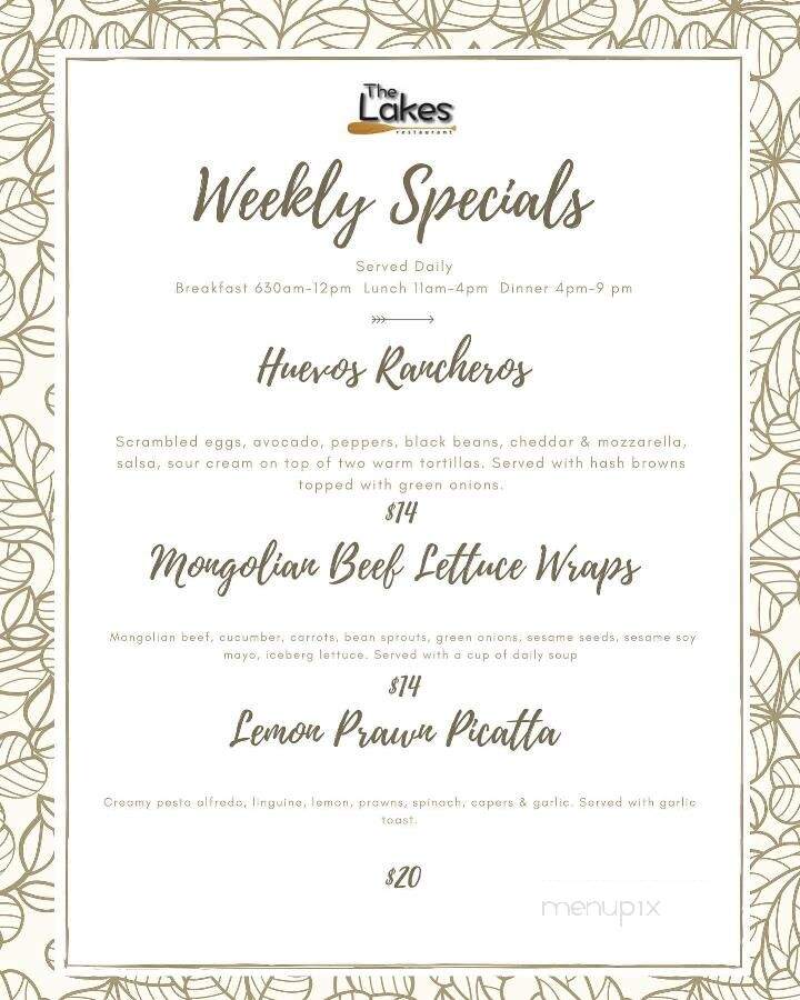 The Lakes Grillhouse 'n Bar - Victoria, BC menu_pic