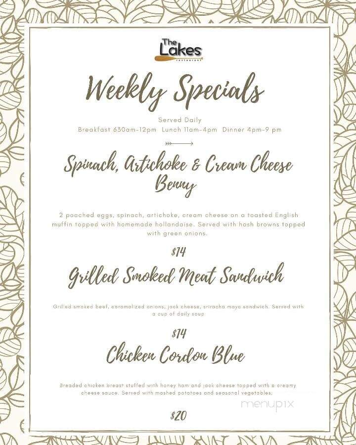The Lakes Grillhouse 'n Bar - Victoria, BC menu_pic
