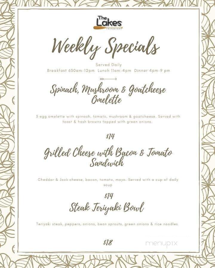The Lakes Grillhouse 'n Bar - Victoria, BC menu_pic