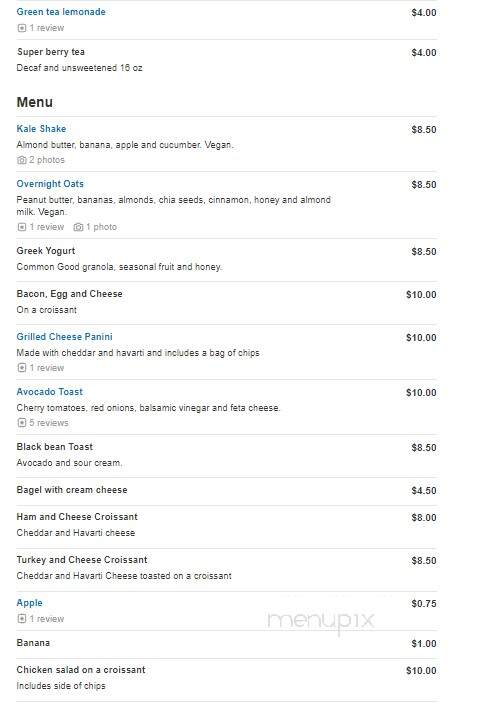 Common Good Harlem - New York, NY menu_pic