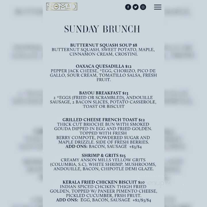 The Nomad - Hillsborough, NC menu_pic