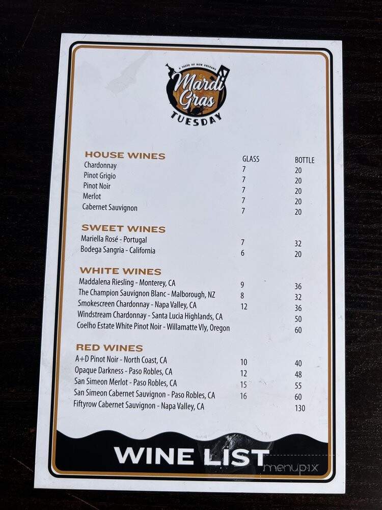 Mardi Gras Tuesday - Sherman Oaks, CA menu_pic