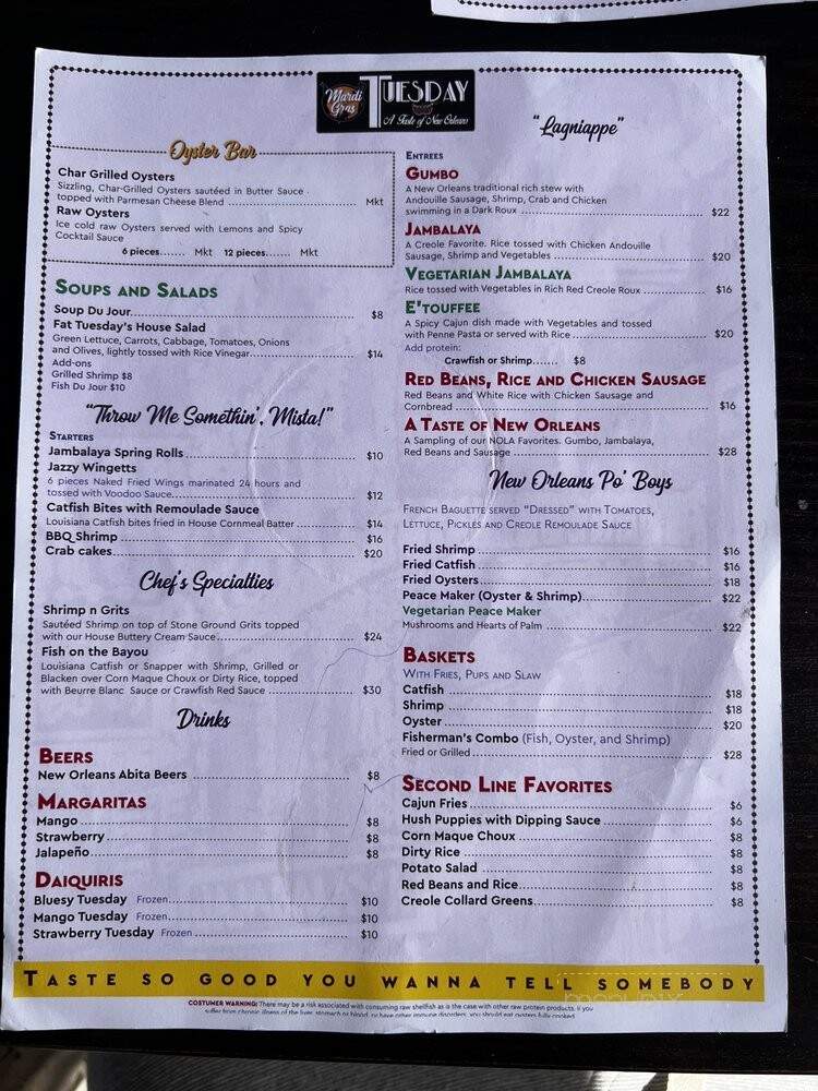 Mardi Gras Tuesday - Sherman Oaks, CA menu_pic