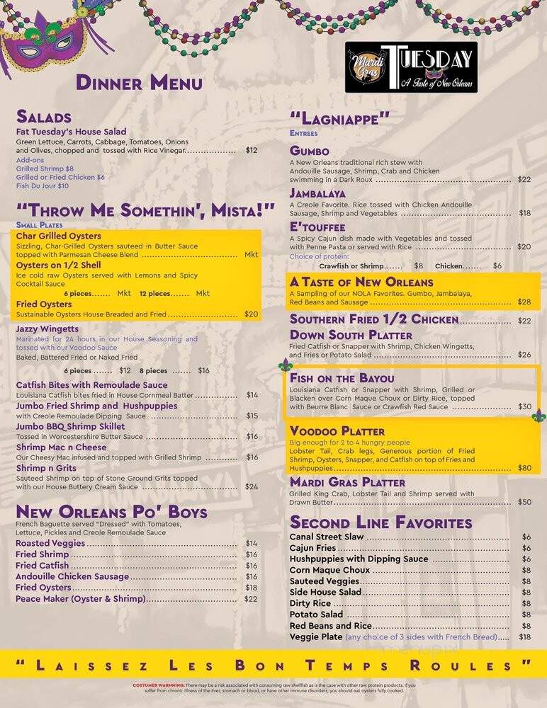 Mardi Gras Tuesday - Sherman Oaks, CA menu_pic