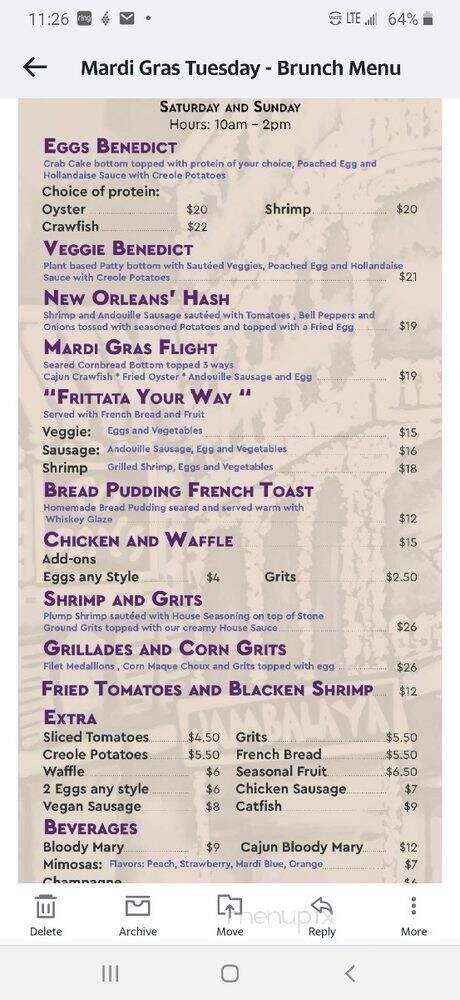 Mardi Gras Tuesday - Sherman Oaks, CA menu_pic