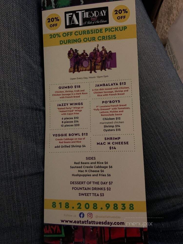 Mardi Gras Tuesday - Sherman Oaks, CA menu_pic