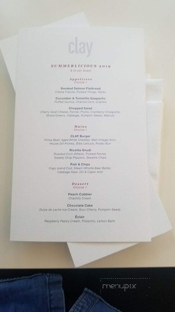 Clay Restaurant - Toronto, ON menu_pic