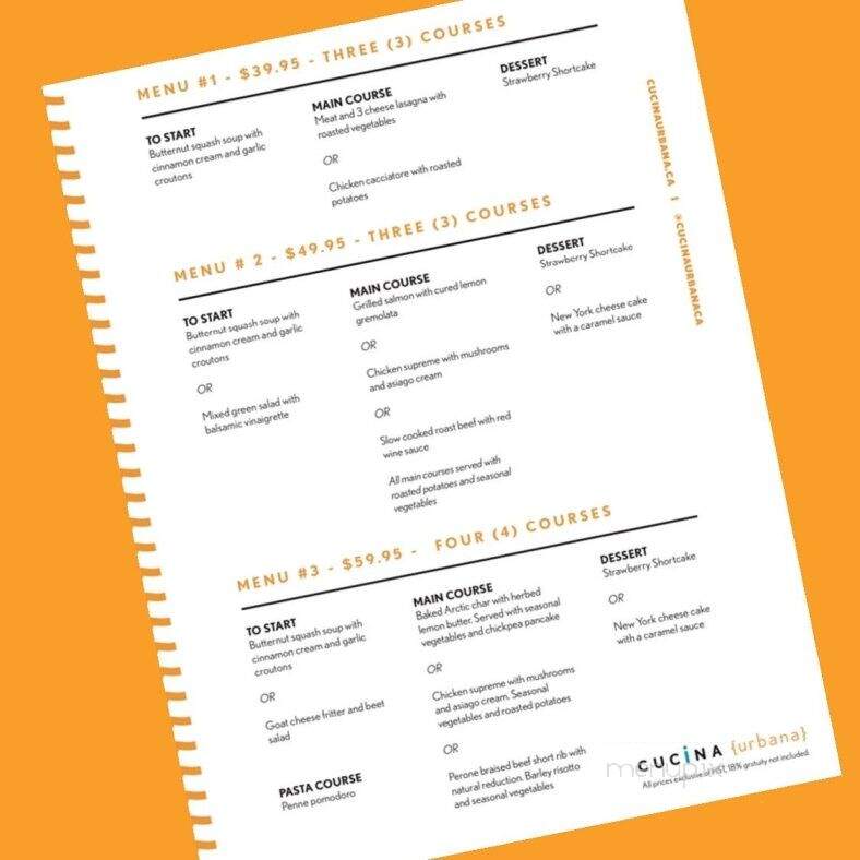 Cucina Urbana Italian Kitchen and Wine Bar - Cobourg, ON menu_pic
