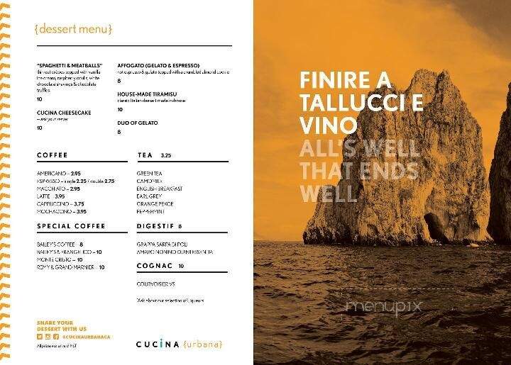 Cucina Urbana Italian Kitchen and Wine Bar - Cobourg, ON menu_pic