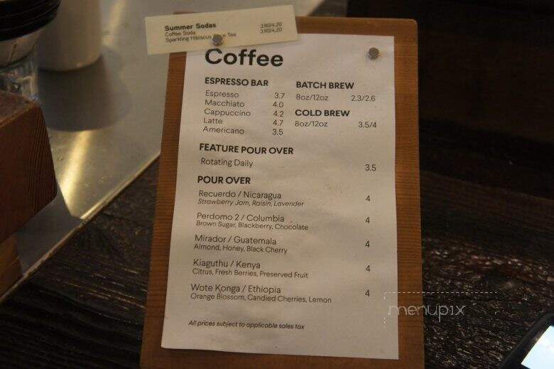 Matchstick Coffee - Vancouver, BC menu_pic
