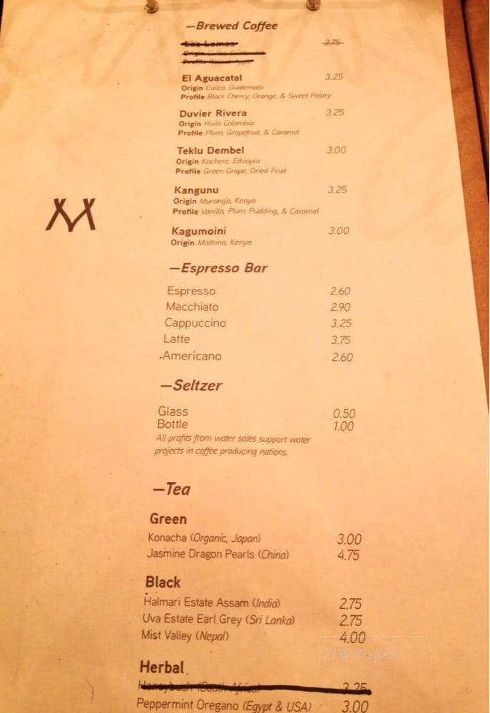 Matchstick Coffee - Vancouver, BC menu_pic