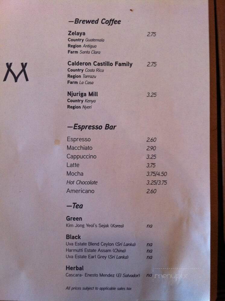 Matchstick Coffee - Vancouver, BC menu_pic