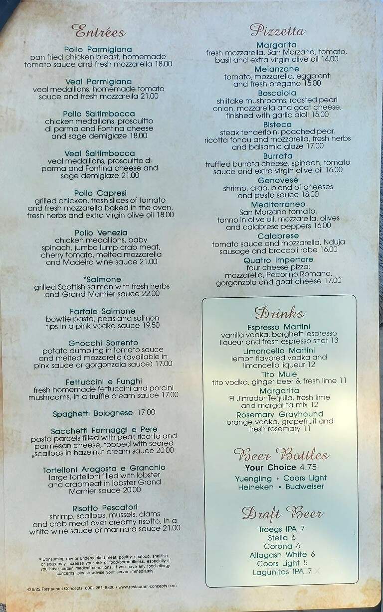 Imperatore Bar and Woodfired Grille - North Wales, PA menu_pic