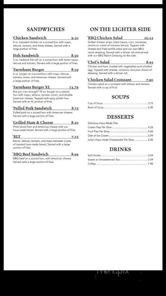 Newcastle Farmhaus - Walhonding, OH menu_pic