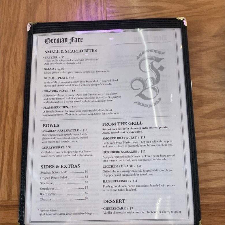 Faircraft Brauhaus - Fairport, NY menu_pic