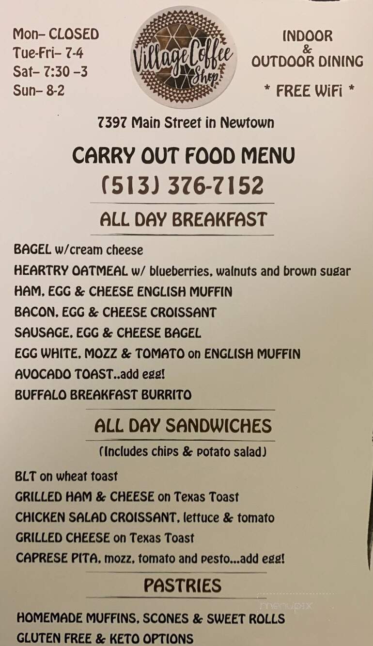 Village Coffee Shop - Newtown, OH menu_pic