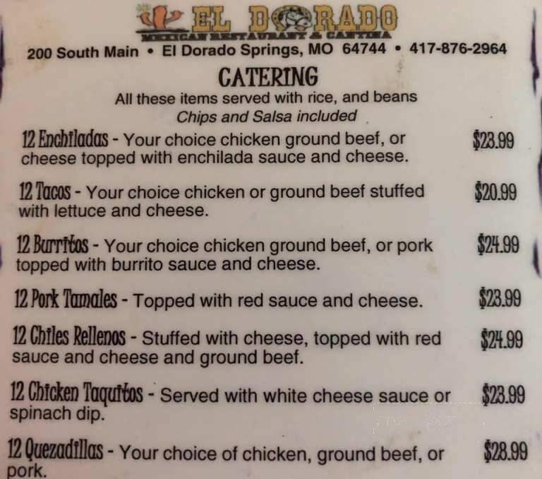 El Dorado Mexican Resturant - El Dorado Springs, MO menu_pic