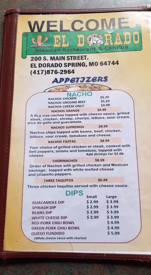 El Dorado Mexican Resturant - El Dorado Springs, MO menu_pic