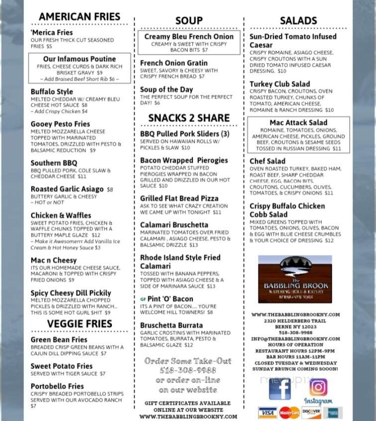 The Babbling Brook - Berne, NY menu_pic