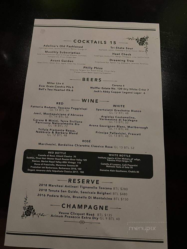 Adelinas Restaurant & Bar - Philadelphia, PA menu_pic