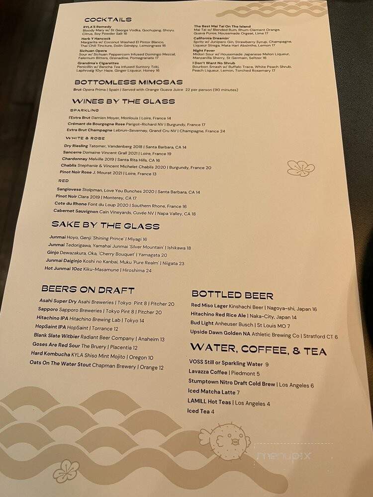 Ryla - Hermosa Beach, CA menu_pic
