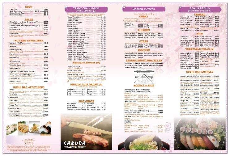 Sakura Hibachi & Sushi - West Grove, PA menu_pic