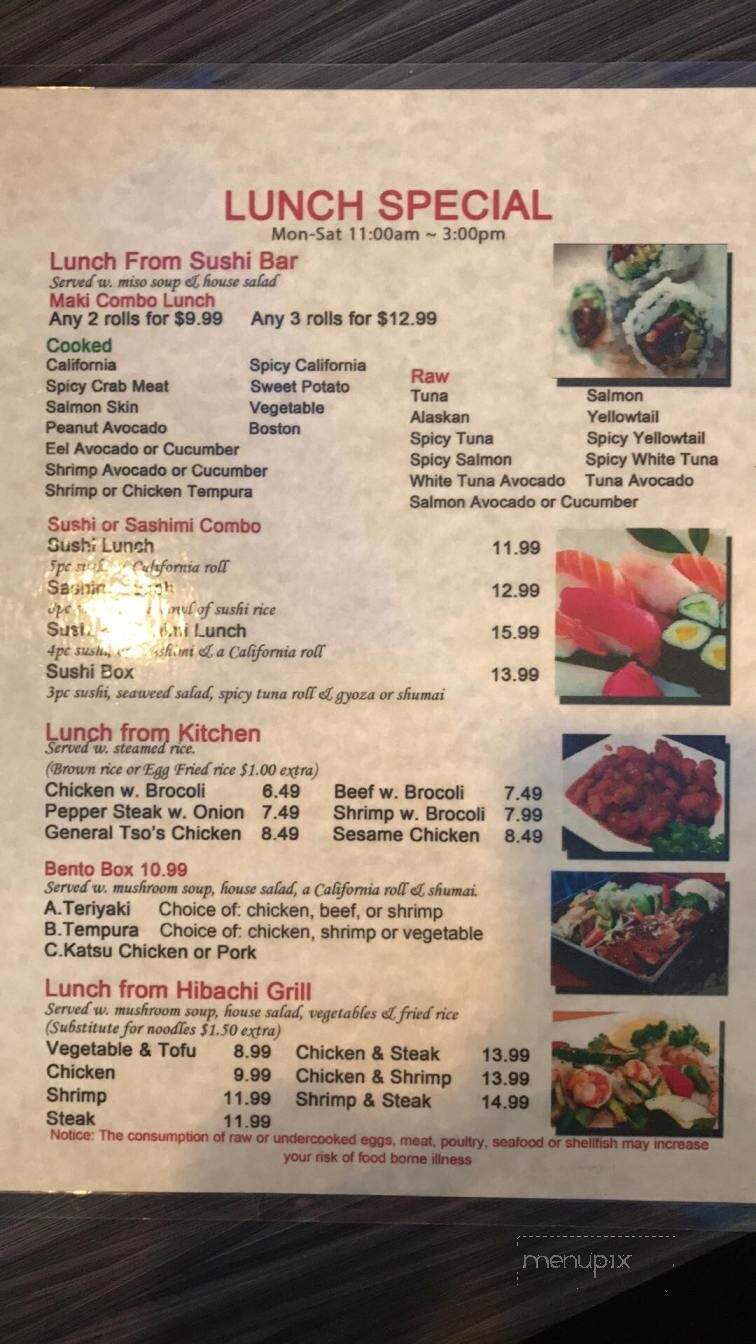 Sakura Hibachi & Sushi - West Grove, PA menu_pic