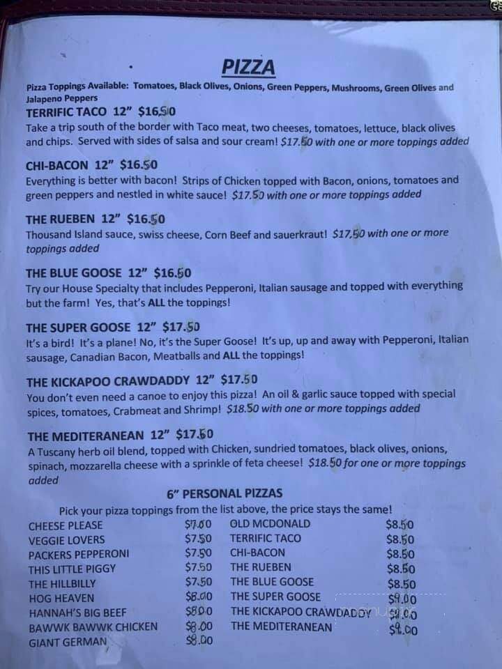Blue Goose - La Farge, WI menu_pic