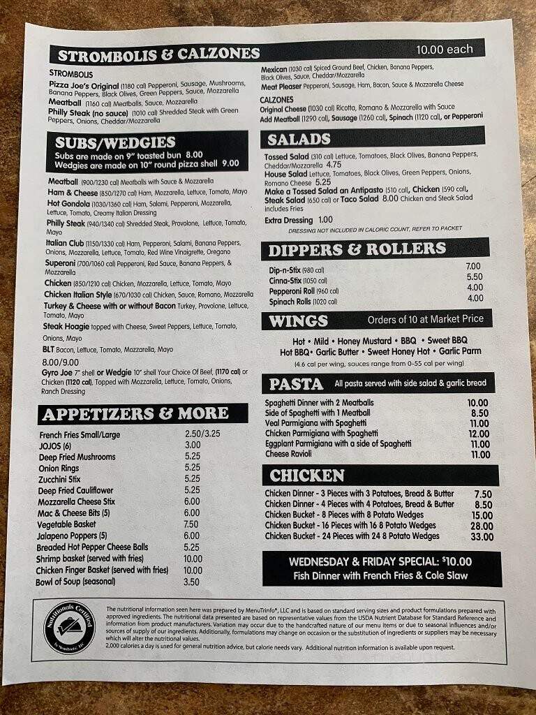 Pizza Joe's - Andover, OH menu_pic
