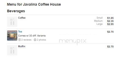 Javalina Coffee House - Silver City, NM menu_pic