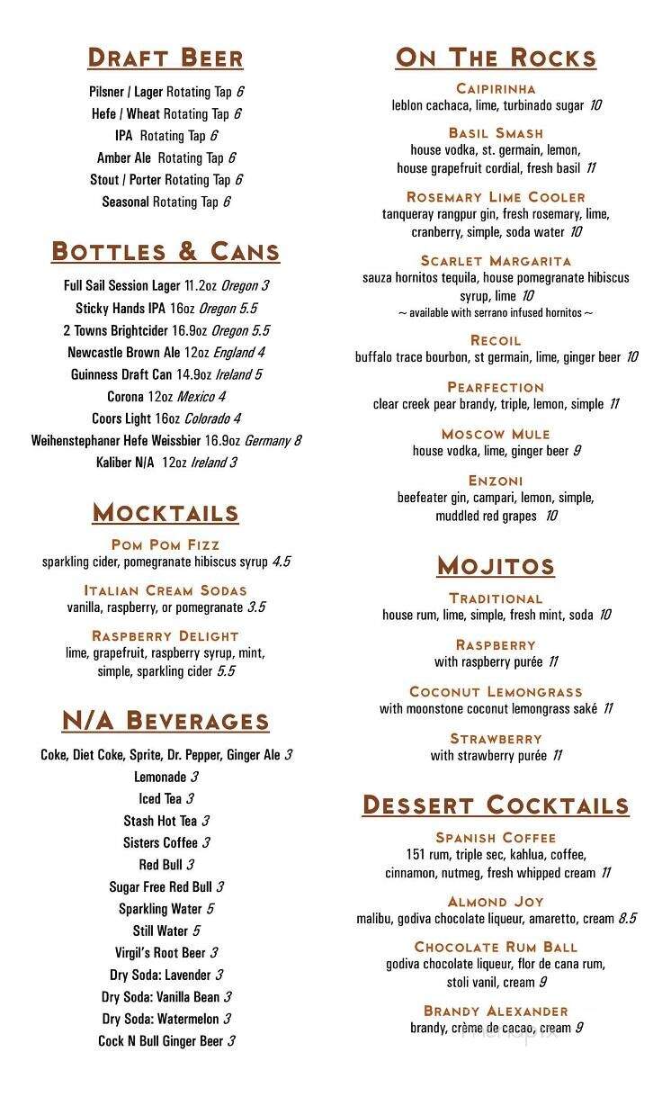 Vault 244 - Albany, OR menu_pic